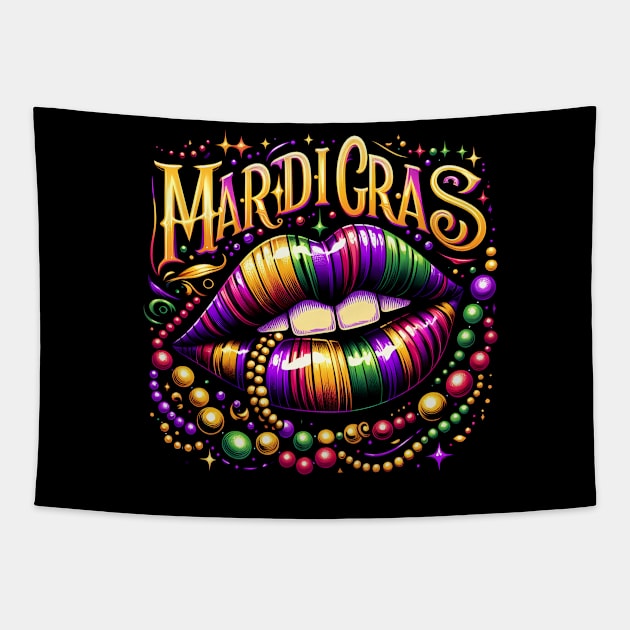 Mardi Gras Lips Tapestry by ANSAN