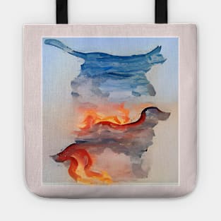 fire and water cat and dog Tote