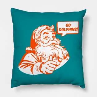 Retro Santa Claus Go Dolphins Pillow