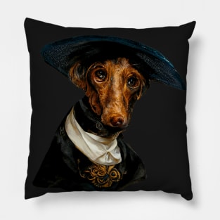 Portrait dachshund in baroque style, anthropomorphic Pillow