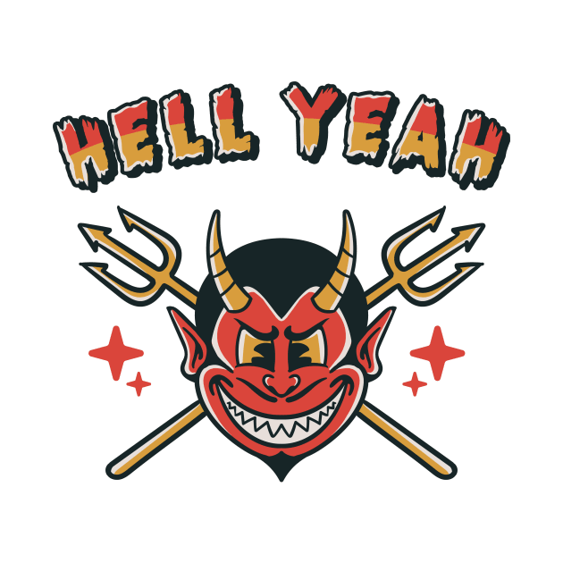 funny devil face cartoon with typography by Rantang Kecil