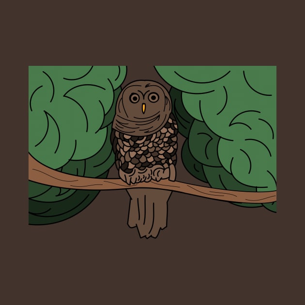 Owl on a tree branch by Artemis Garments