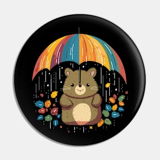 Wombat Rainy Day With Umbrella Pin