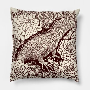 The Iguana's Monochrome Charm Pillow