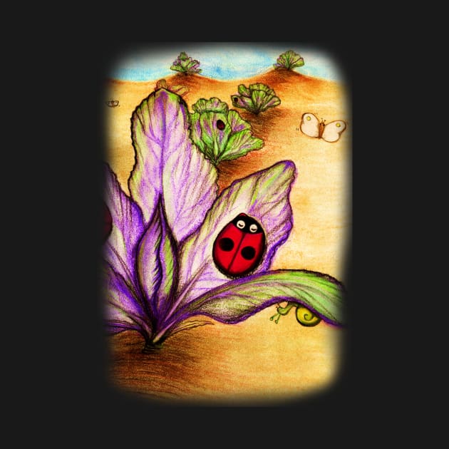 Ladybug on Purple Lettuce by 1Redbublppasswo