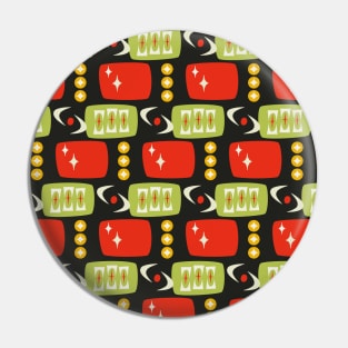 Atomic Age MCM Pattern in Black, Red, Green Pin