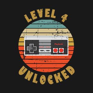 Level 4 Unlocked 4th Wedding Anniversary Gift For Him Her T-Shirt