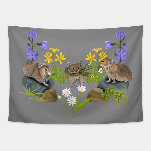 Pika picnic Tapestry by Naty Design Prague