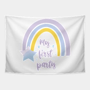 My first party quote, lettering, rainbow art, star baby shower Tapestry