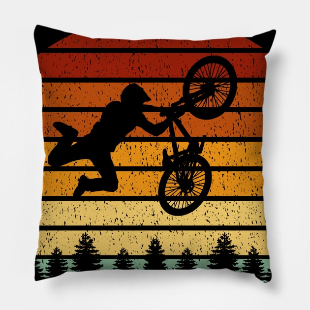 Vintage Sunset BMX Gift For BMX Riders Pillow by OceanRadar