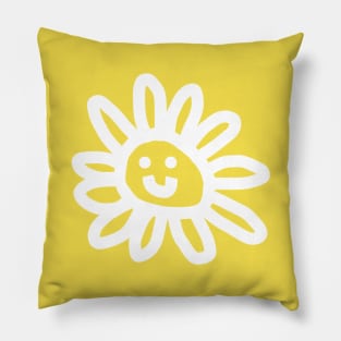 White Line Daisy Face Pillow