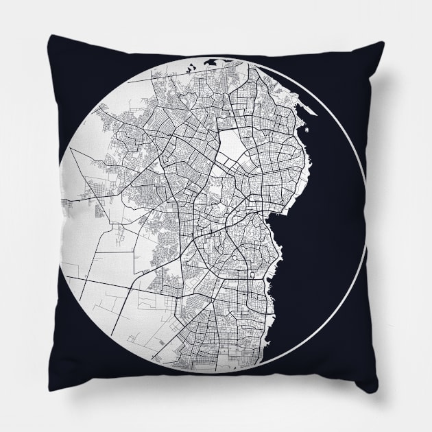 Maracaibo, Venezuela City Map - Full Moon Pillow by deMAP Studio