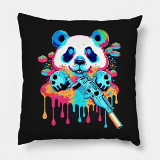 Panda With Guns and Candy Pillow