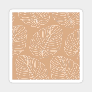 Tan Tropical Leaves Pattern Magnet