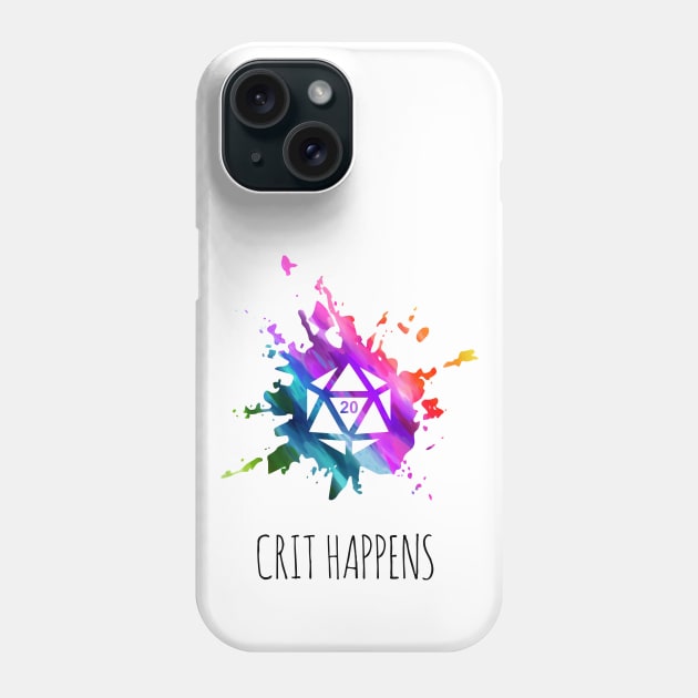 Crit Happens - rainbow & black - LGBTQ+ ttrpg dice Phone Case by SJart