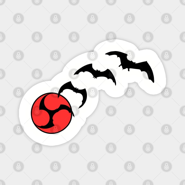 Bat Mitsudomoe black red Magnet by Austin Taiko