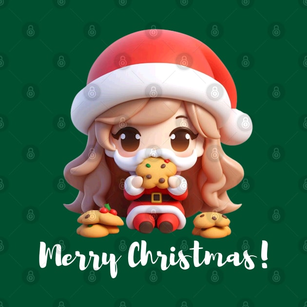 Chibi Kawaii Santa Claus Eating Cookies by Etopix