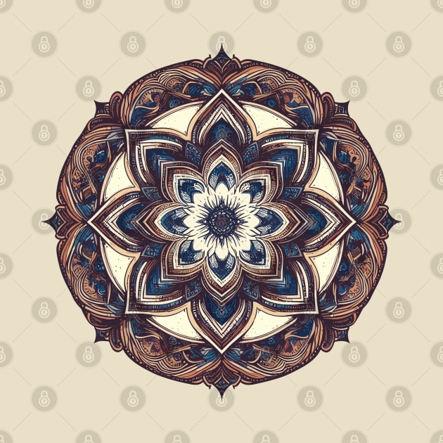 Mandala Brown Blue 4 by sapphire seaside studio