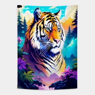 Tiger in the Mountains and Forests Tapestry