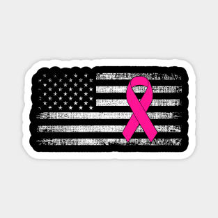 Breast Cancer Awareness Pink Ribbon Classic American Flag Magnet