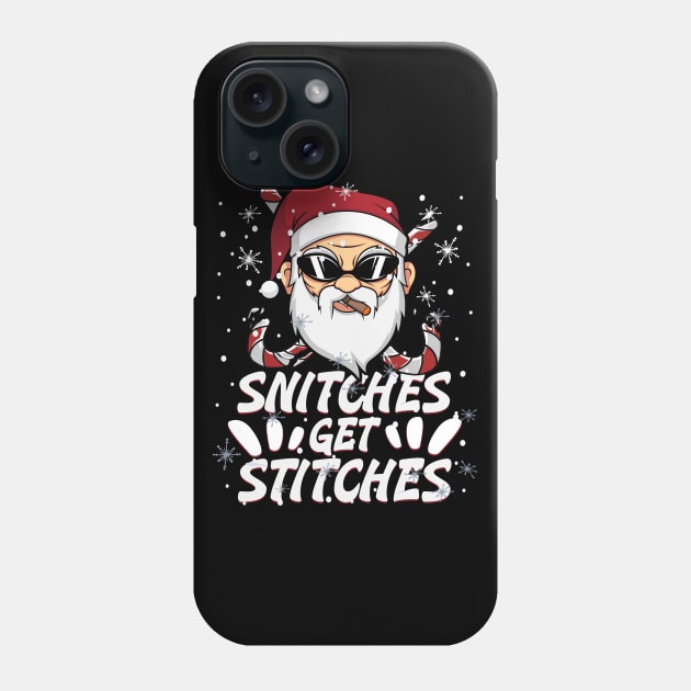 Funny Snitches Get Stitches Santa Hat Bad Santa Xmas Humor Phone Case by alcoshirts