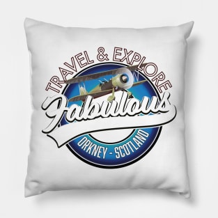 travel explore fabulous Orkney Scotlands logo Pillow