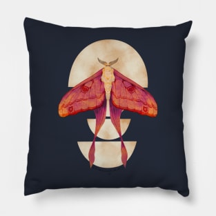 Fiery Luna Moth on Half Moons Watercolor Art Pillow