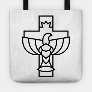 The cross of Jesus and the dove - a symbol of the Holy Spirit Tote