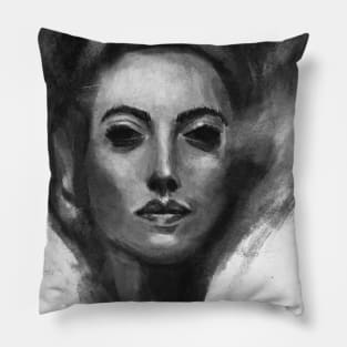 Charcoal Woman Face sketch Pillow