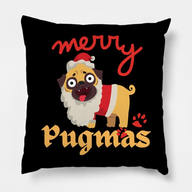 Merry Pugmas Pillow by Illustradise