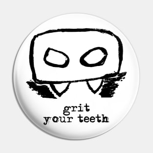 Bloody Mario - the Italian vampire (head) – Grit your teeth (black on white) Pin