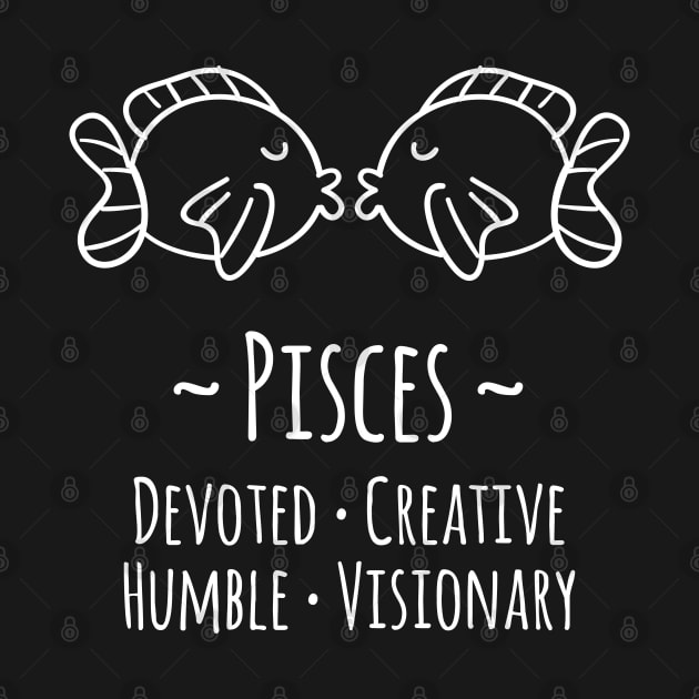 Pisces Zodiac Sign by HappyCatPrints