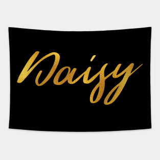 Daisy Name Hand Lettering in Faux Gold Letters Tapestry