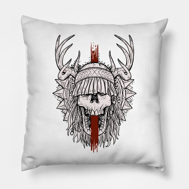 Heilung shaman skull Pillow by BlackForge