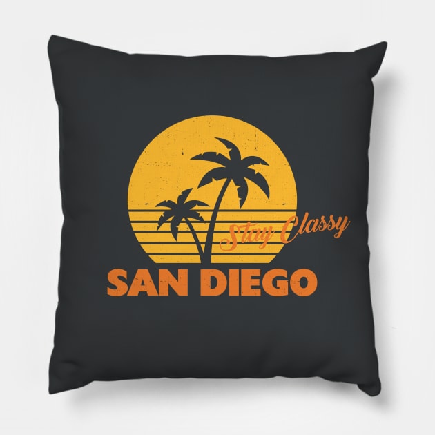 Stay Classy San Diego - vintage sunset design Pillow by BodinStreet