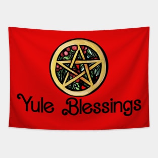 Yule Blessings Pentagram Tapestry