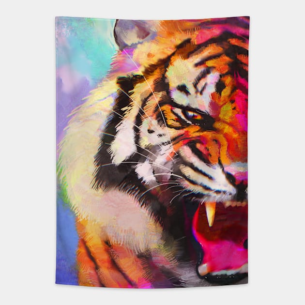 Fierce Tiger Tapestry by PHAZED