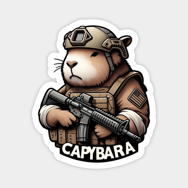 tactical capybara Magnet by Rawlifegraphic