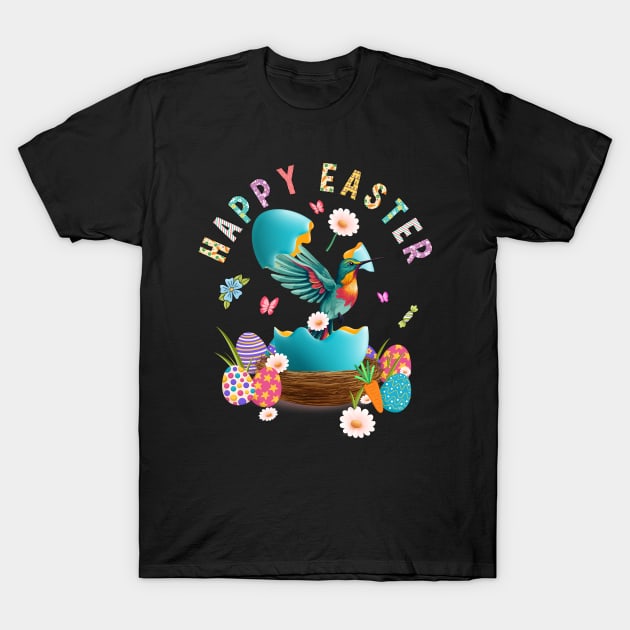 Hummingbird Happy Easter Egg Hunting Easter Day T-Shirt