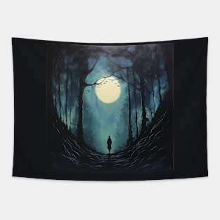 Lone Traveller on a Midnight Journey Tapestry