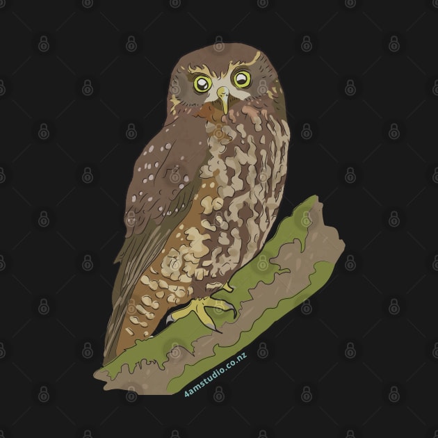 Hand Drawn New Zealand Morepork Bird by 4amStudio