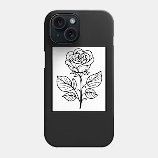 Simple Black And White Rose Phone Case