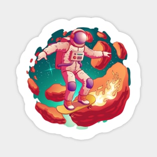 Astronaut in spacesuit riding skateboard Magnet