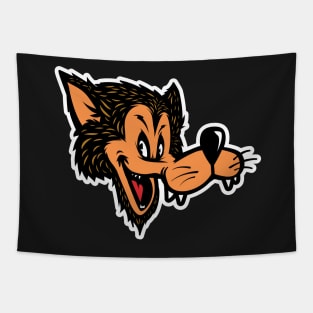 Alpha Wolf Cartoon Graphic Logo Tapestry