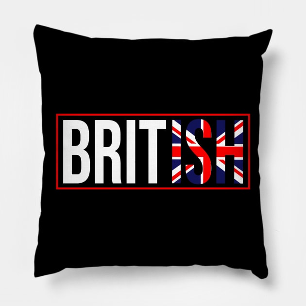 Cool British Flag. Proud Great Britain Flag Pillow by Jakavonis