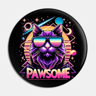 Pawsome - Synthwave Cat Pin