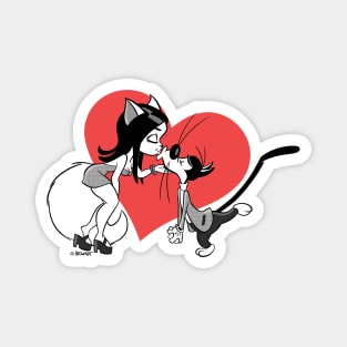 Cats in Love Retro 30s Cartoon Rubber Hose Style Magnet