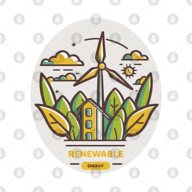 Greenbubble's Renewable Wind Turbine Landscape Print - Plant a Tree and Save the Planet! by Greenbubble