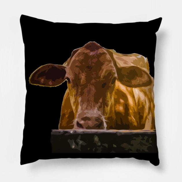 beautiful cow Pillow by rickylabellevie