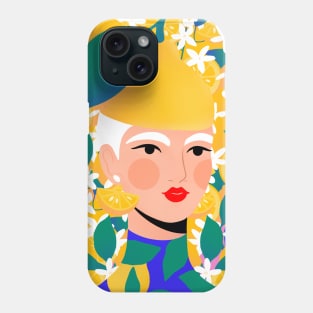 Lemon girl with lemons and lemon flowers Phone Case